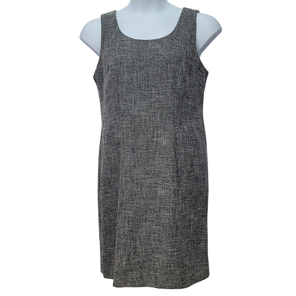 Danny & Nicole Gray Textured Sleeveless Sheath Dress Classic Workwear Chic Sz 12